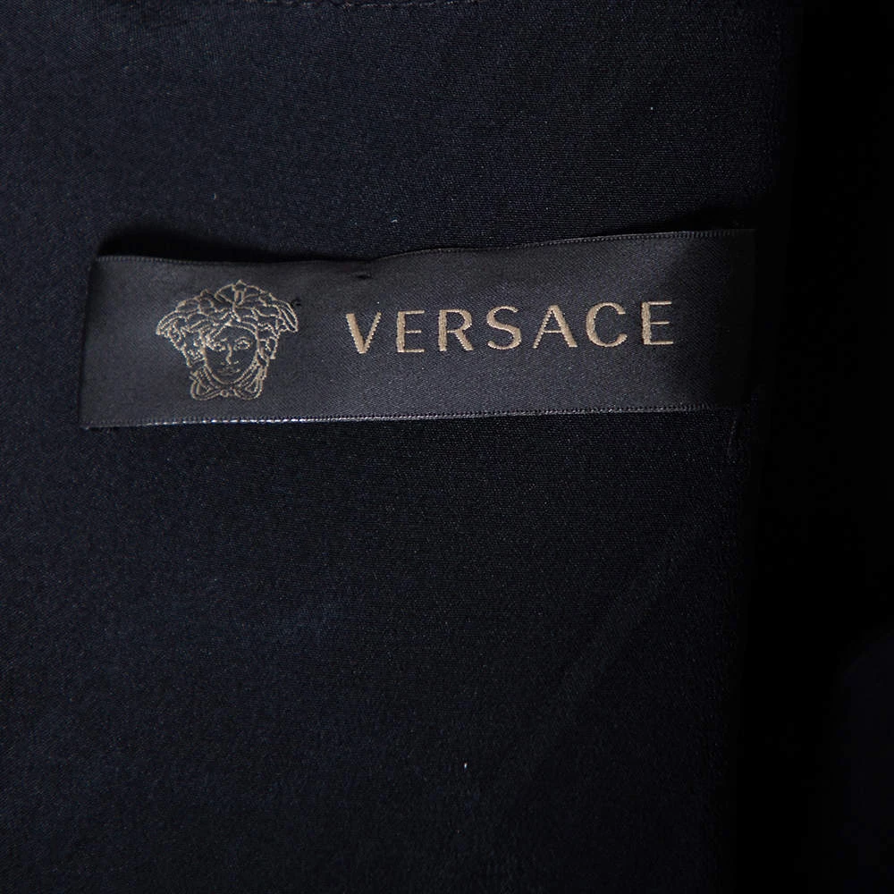 Versace Black Silk Crepe & Metal Chain Detailed Dress S For Women - Image 5