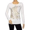 Versace Off-White Embellished Jersey Long Sleeve T-Shirt M For Women