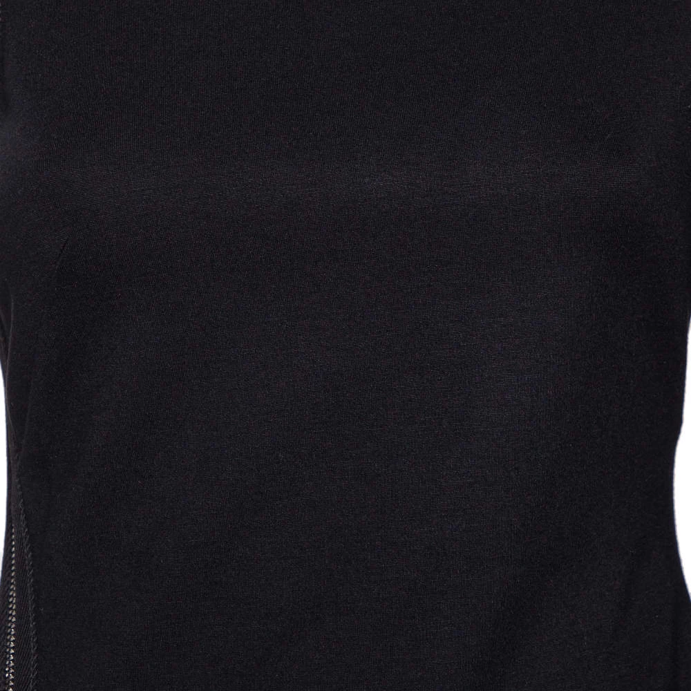 Versace Black Stretch Knit Slit Detail Asymmetric One-Sleeve Dress M For Women - Image 4