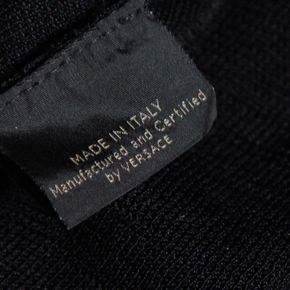 Versace Black & Gold Eyelet Detail Knit Zip Front Jacket S For Women - Image 6