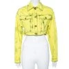 Versace Neon Yellow Denim Cropped Boxy Jacket S For Women
