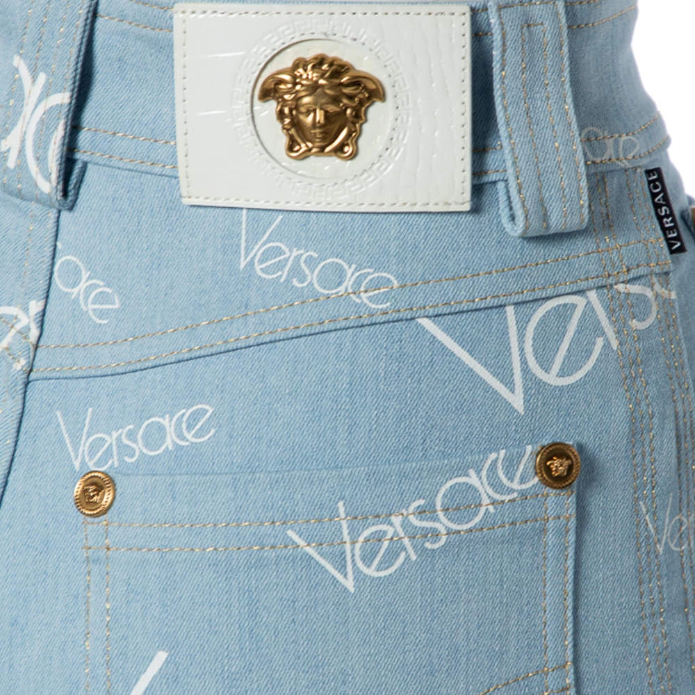 Versace Blue Logo Printed Denim Jeans S For Women - Image 5