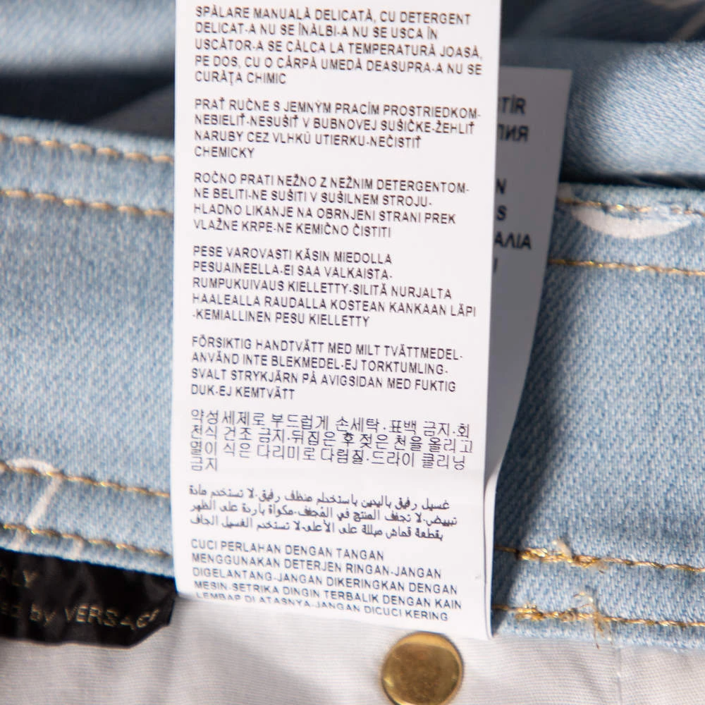 Versace Blue Logo Printed Denim Jeans S For Women - Image 9