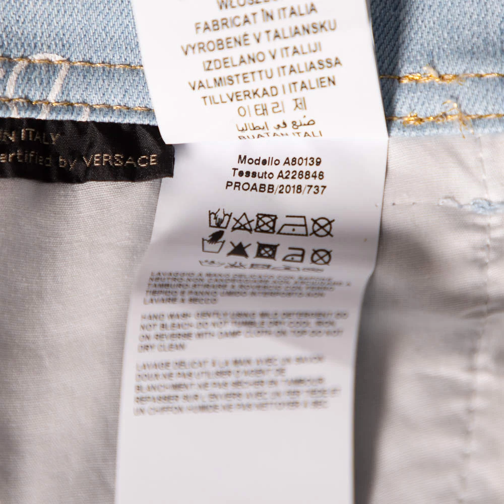 Versace Blue Logo Printed Denim Jeans S For Women - Image 10