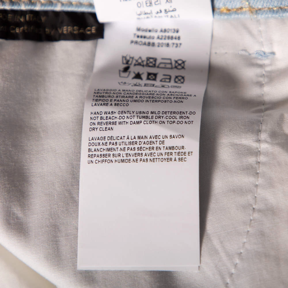 Versace Blue Logo Printed Denim Jeans S For Women - Image 11