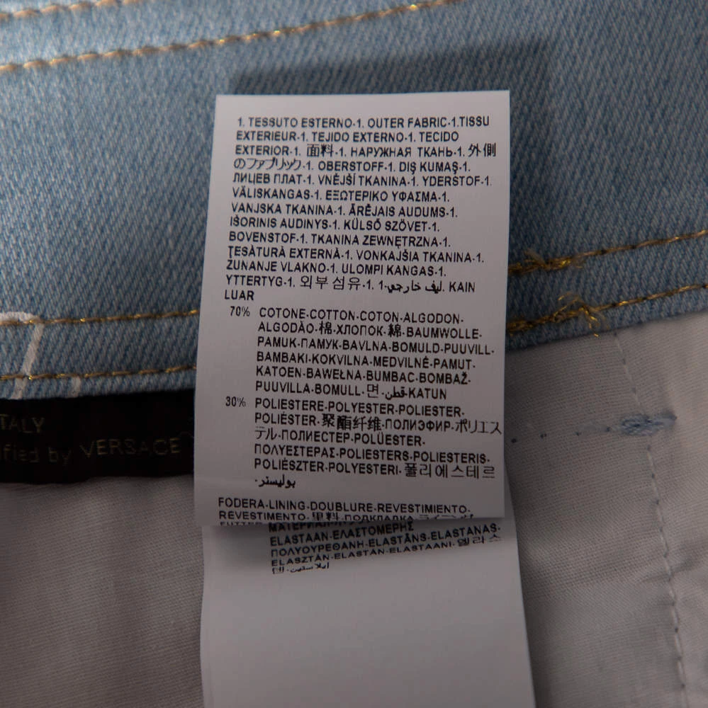 Versace Blue Logo Printed Denim Jeans S For Women - Image 8