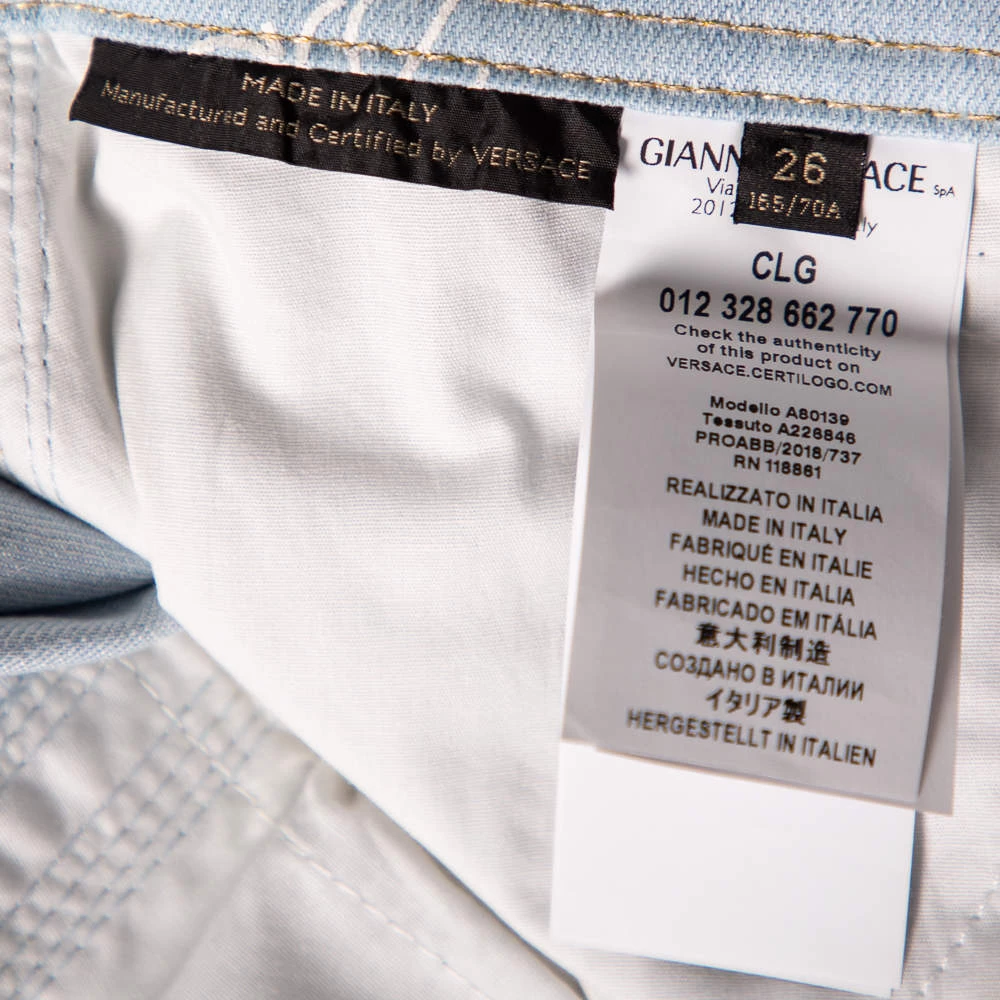 Versace Blue Logo Printed Denim Jeans S For Women - Image 7