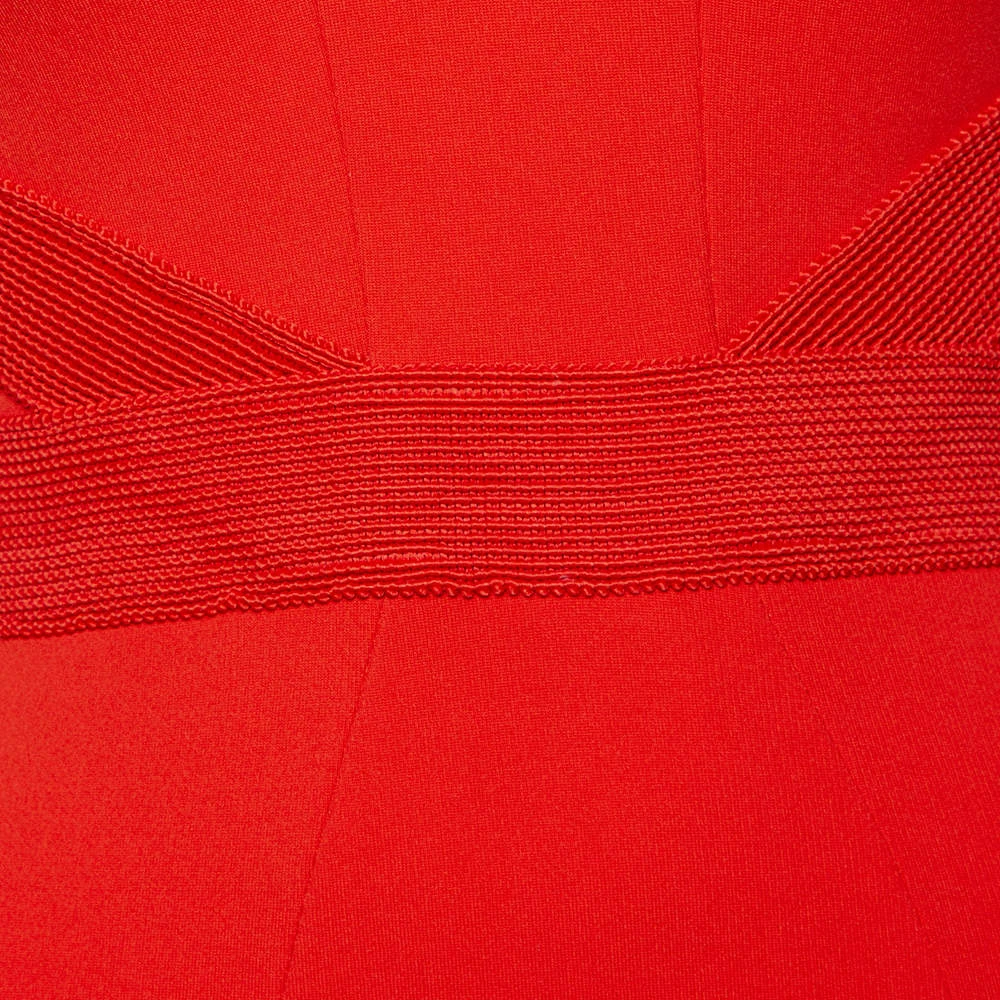 Versace Orange Jersey Embroidered Trim Detailed Short Dress S For Women - Image 4