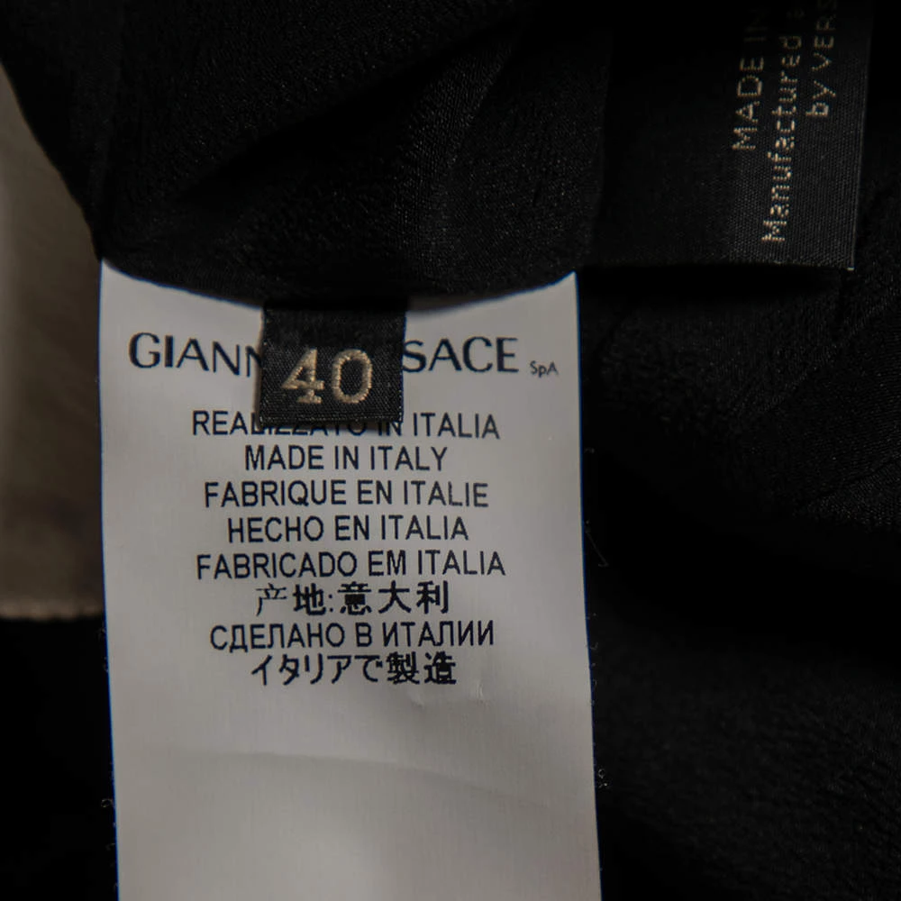 Versace Black Crepe Contrast Paneled Eyelet Studded Maxi Dress S For Women - Image 5