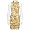 Versace Yellow Printed Cotton Button Front Sleeveless Dress S For Women