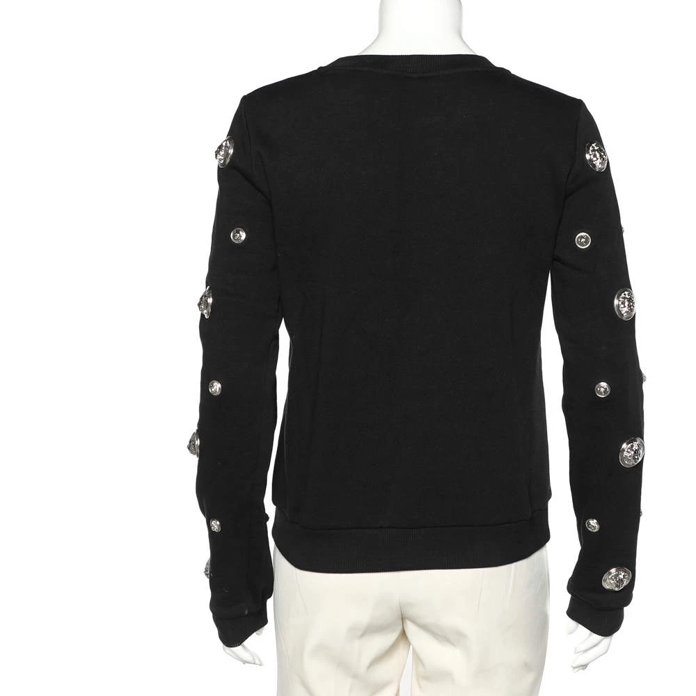 Versus Versace Black Cotton Knit Lion Head Embellished Sweatshirt M For Women - Image 3