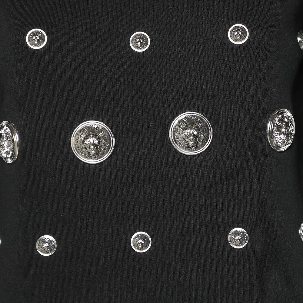 Versus Versace Black Cotton Knit Lion Head Embellished Sweatshirt M For Women - Image 4