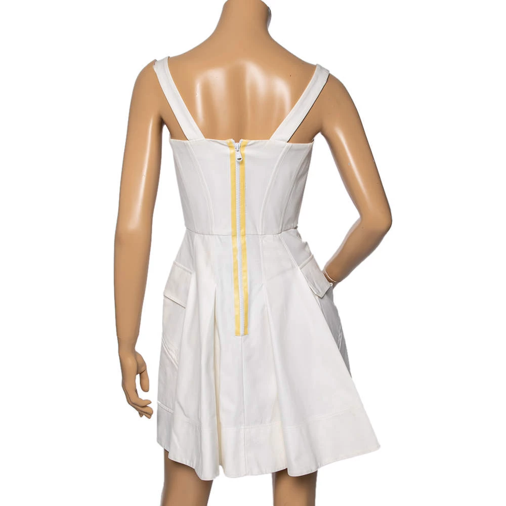 Versace Off White Cotton Dress Pleated Corset Dress S For Women - Image 3