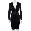 Versace Black Jersey Deep V-Neck Belted Dress S For Women