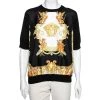 Versace Black Medusa Printed Silk Crew Neck Top L For Women