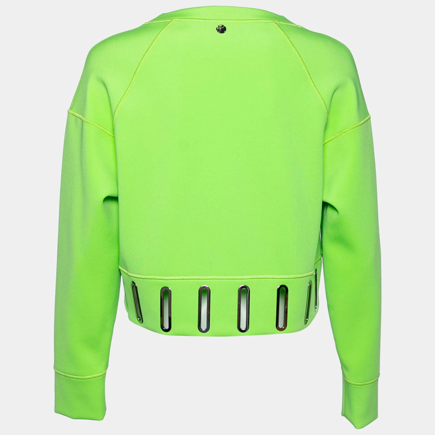 Versace Green Knit Long Sleeve Crop Top S For Women - Image 2