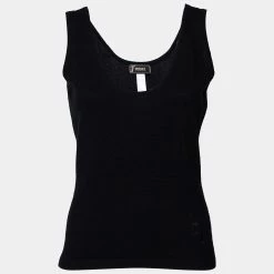 Versace Black Cashmere Sleeveless Tank Top S For Women