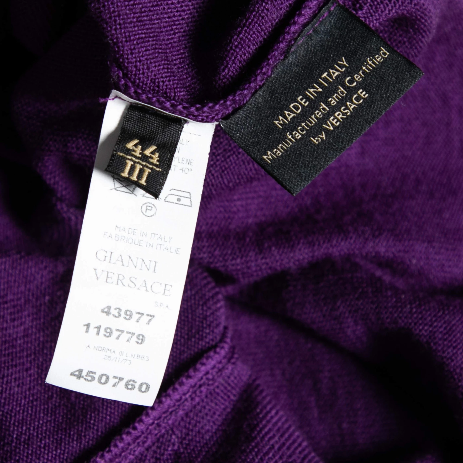 Versace Purple Knit Ruched Crystal Embellished Sweater M For Women - Image 5
