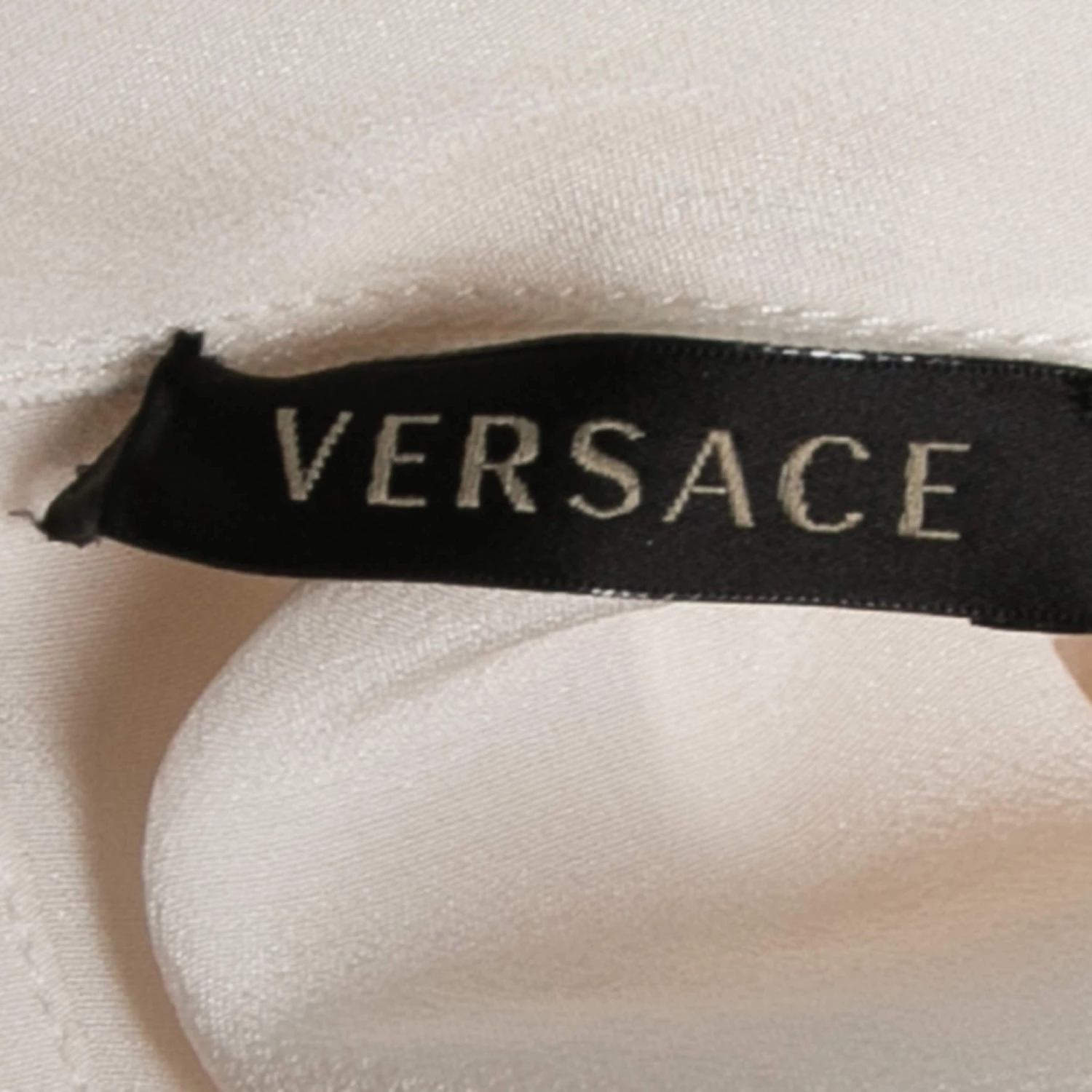 Versace Cream Silk Neck Tie Detail Sleeveless Blouse M For Women - Image 4