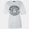 Versace White Jersey Medusa Sequined Round Neck T-Shirt XL For Women