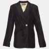 Versace Black Linen Blend Single Buttoned Blazer L For Women