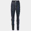 Versace Grey Snakeskin Print Coated Knit Leggings M For Women