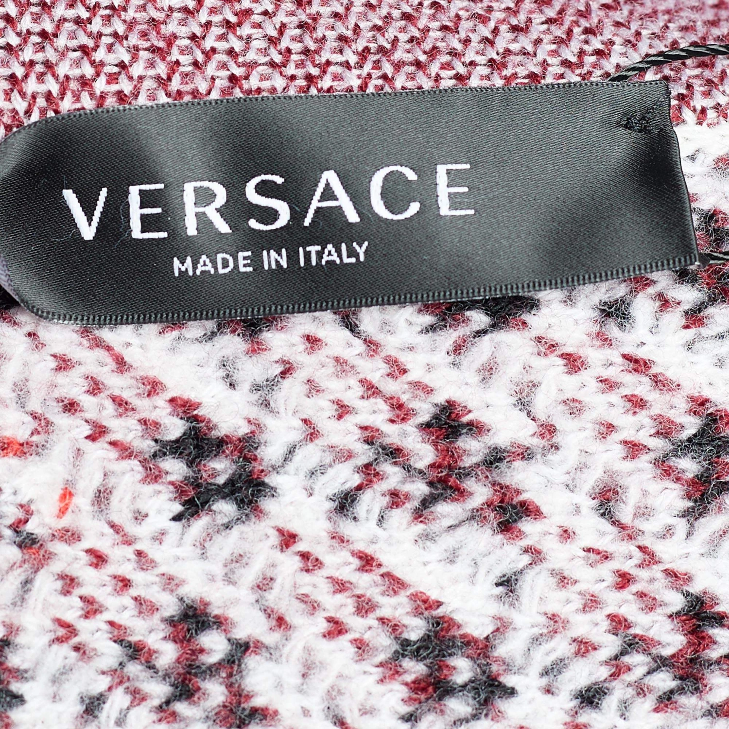 Versace Monochrome Rose Jacquard Wool Fringed Jacket M For Women - Image 4