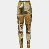 Versace Gold & Black Coated Knit Barocco Print Leggings M For Women