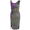 Versace Collection Multicolor Knit Ruched Sleeveless Dress S For Women