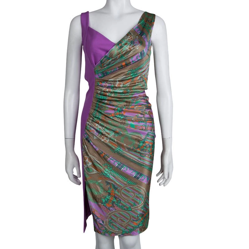 Versace Collection Multicolor Knit Ruched Sleeveless Dress S For Women - Image 2