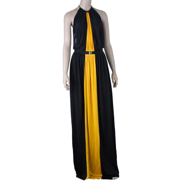 Versace Color-block Halterneck Evening Dress M For Women - Image 2