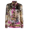 Versace Multicolor Printed Silk Button Down Shirt S For Women