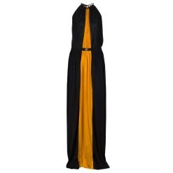 Versace Collection Colorblock Halterneck Belted Maxi Dress M For Women