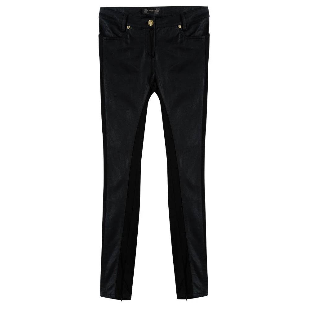 Versace Black Knit Denim Panel Detail Skinny Jeans M For Women