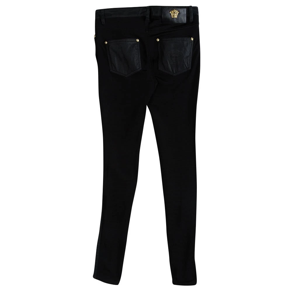 Versace Black Knit Denim Panel Detail Skinny Jeans M For Women - Image 2