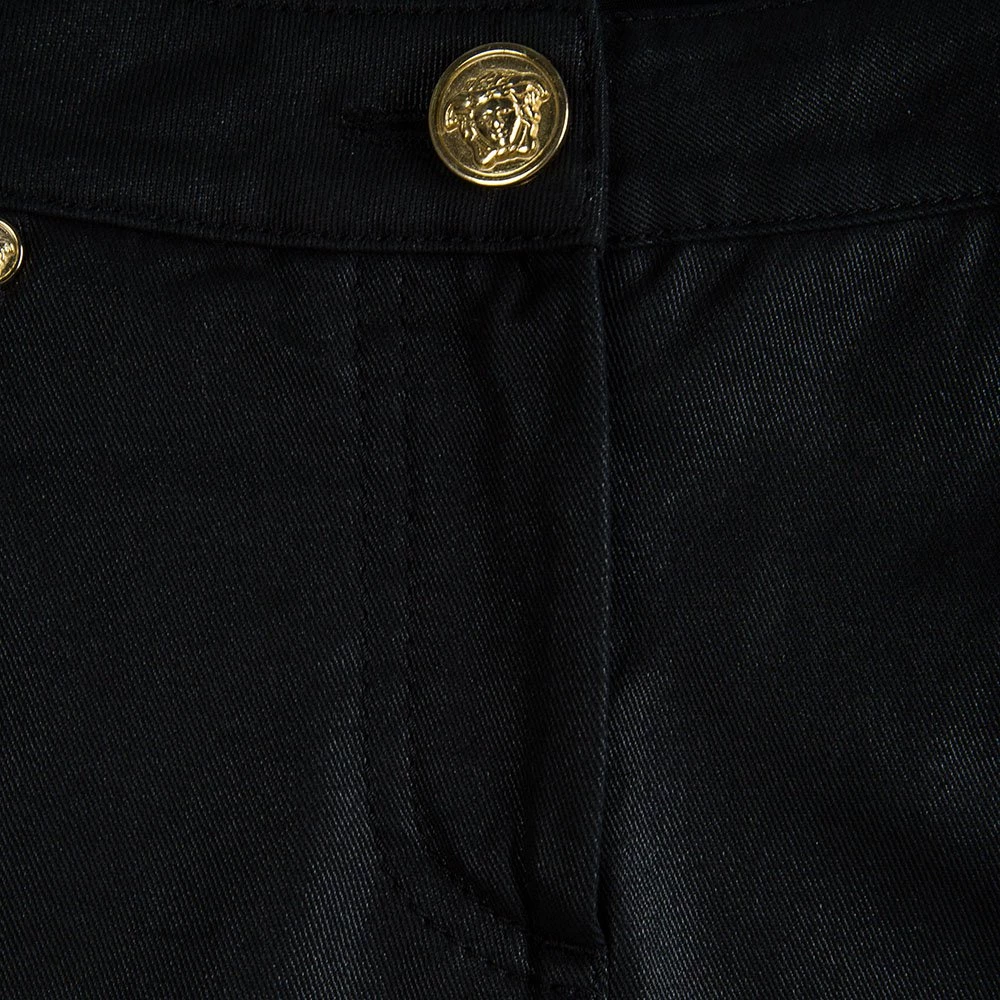 Versace Black Knit Denim Panel Detail Skinny Jeans M For Women - Image 3