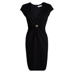 Versace Collection Black Logo Buckle Detail Abito Donna Jersey Dress M For Women