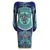 Versace Blue Printed Long Sleeve Dress L For Women