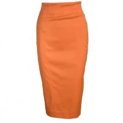 Versace Collection Orange High Waist Pencil Skirt S For Women