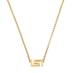 Versace Greek Key Motif 18K Yellow Gold Necklace For Women
