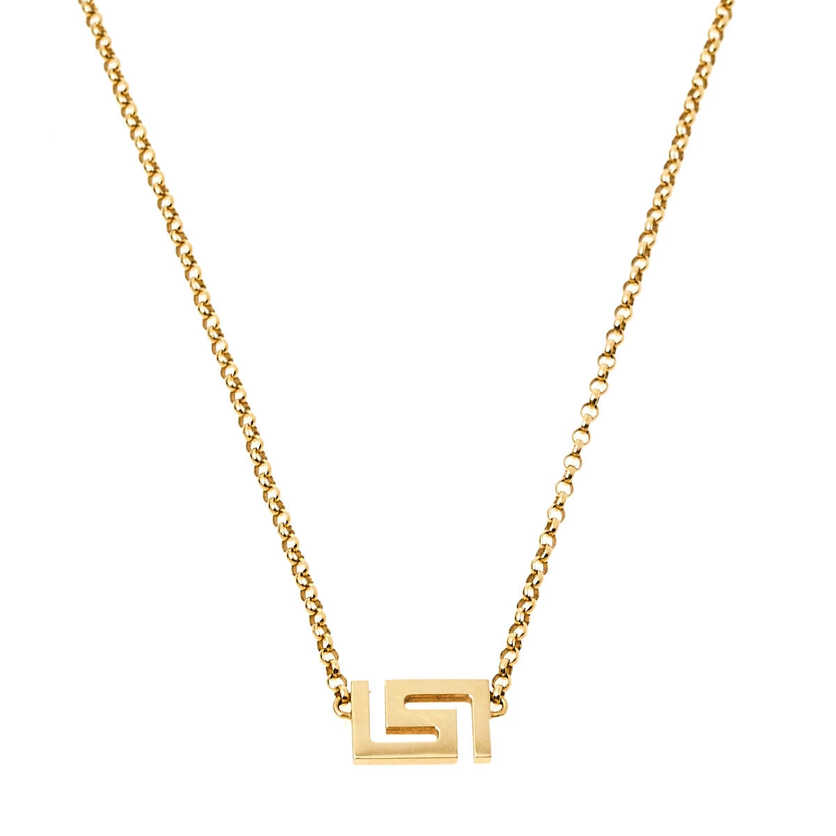 Versace Greek Key Motif 18K Yellow Gold Necklace For Women