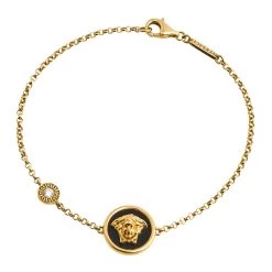 Versace Medusa Diamond 18k Yellow Gold Soft Charm Bracelet For Women