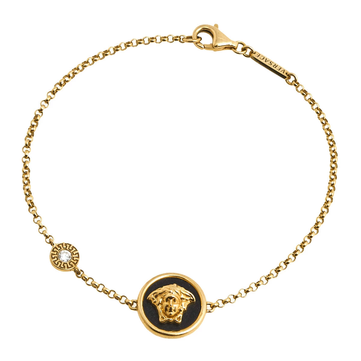 Versace Medusa Diamond 18k Yellow Gold Soft Charm Bracelet For Women