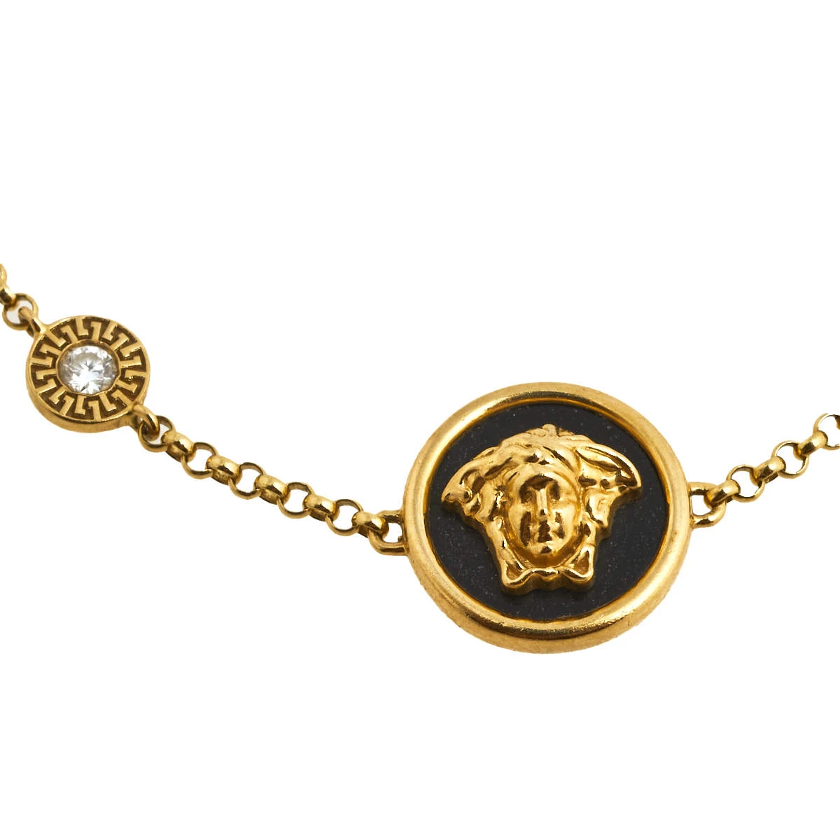 Versace Medusa Diamond 18k Yellow Gold Soft Charm Bracelet For Women - Image 3