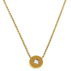 Versace Greca Diamond 18k Yellow Gold Chain Necklace For Women
