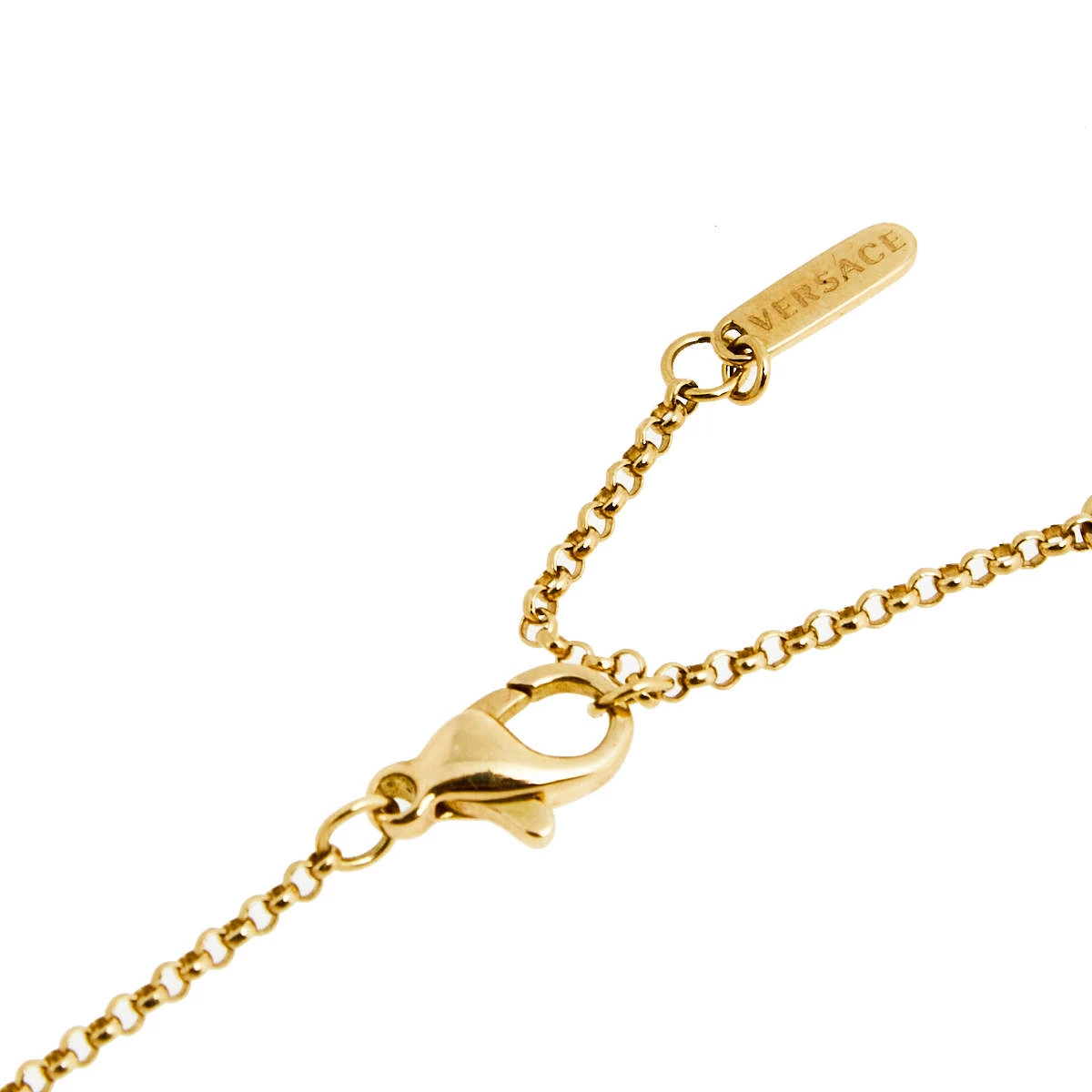 Versace Greca Diamond 18k Yellow Gold Chain Necklace For Women - Image 5