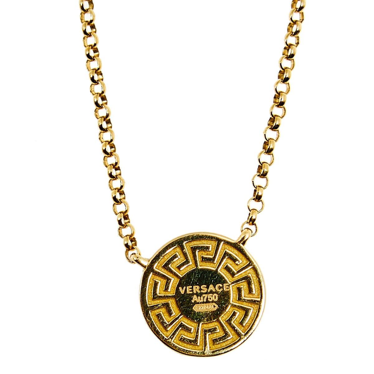 Versace Greca Diamond 18k Yellow Gold Chain Necklace For Women - Image 3
