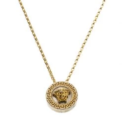 Versace Silver & 18k Gold Medusa Necklace For Women