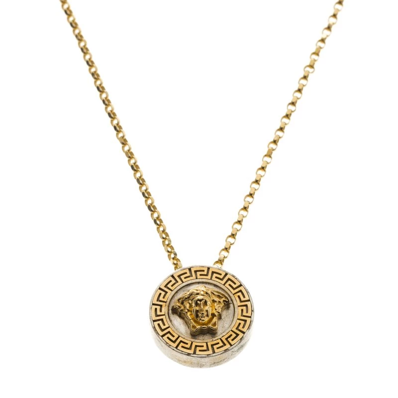 Versace Silver & 18k Gold Medusa Necklace For Women