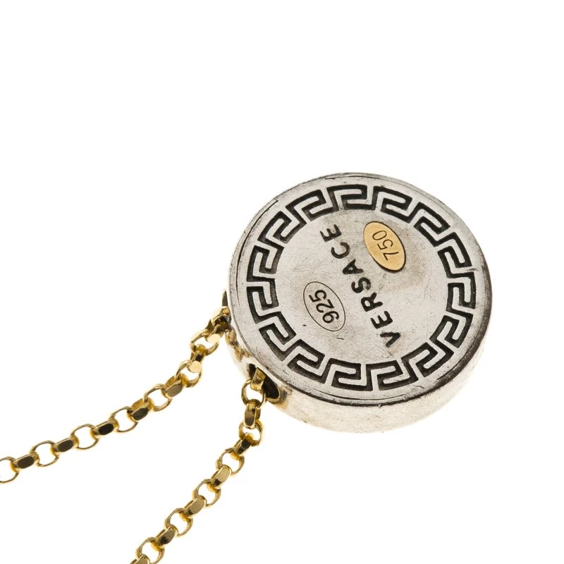 Versace Silver & 18k Gold Medusa Necklace For Women - Image 6